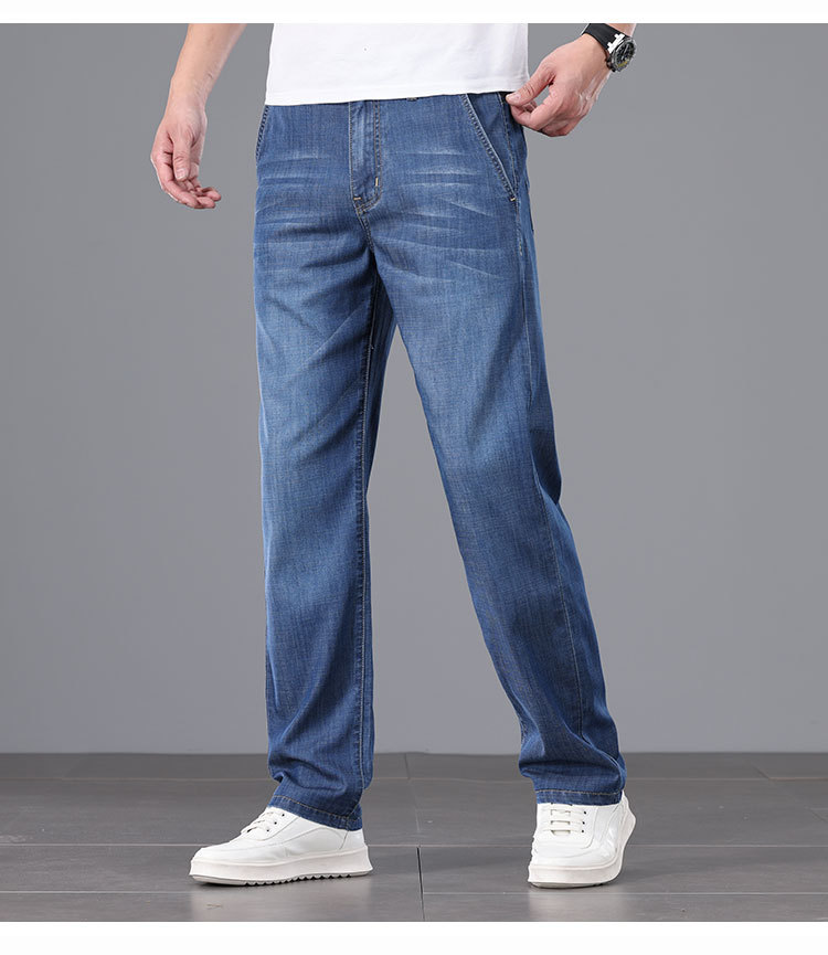 莱赛尔牛仔裤男200斤新疆棉宽松直筒裤 春夏款轻薄透气休闲裤男士详情9