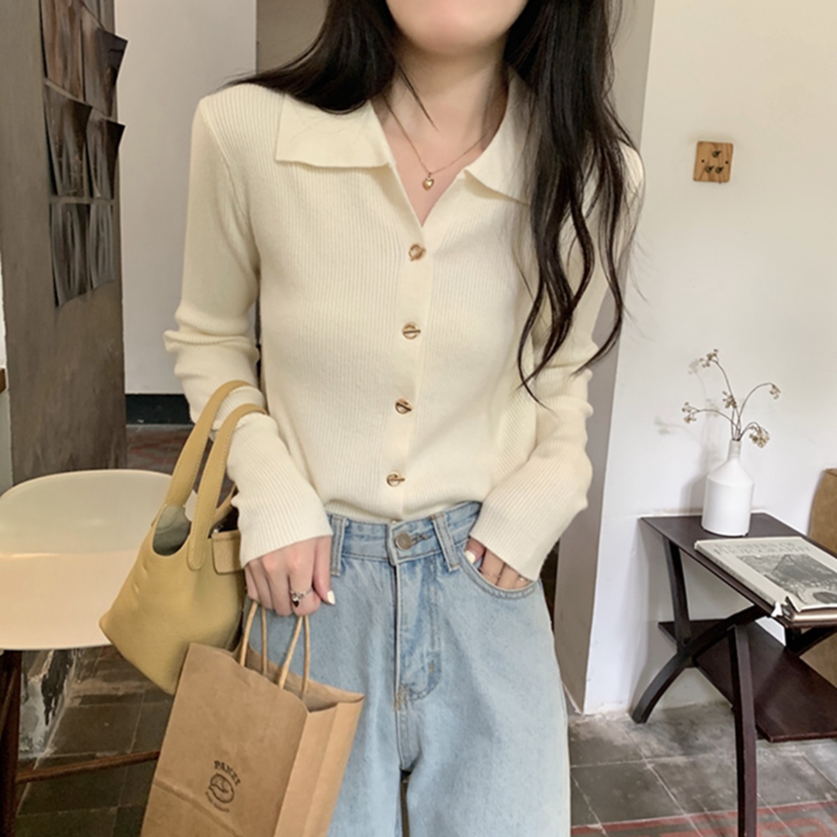 polo领内搭打底针织衫毛衣女秋冬2023新款早秋设计感别致独特上衣详情15