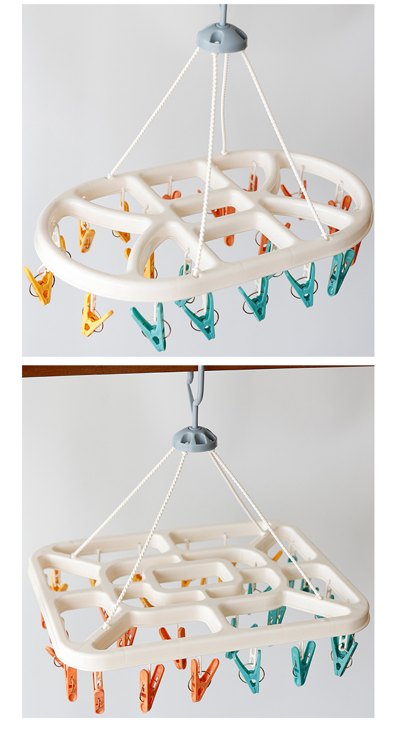 方形袜子夹防风多功能挂式衣架多夹晒衣架家用优选pp材质衣架批发详情2