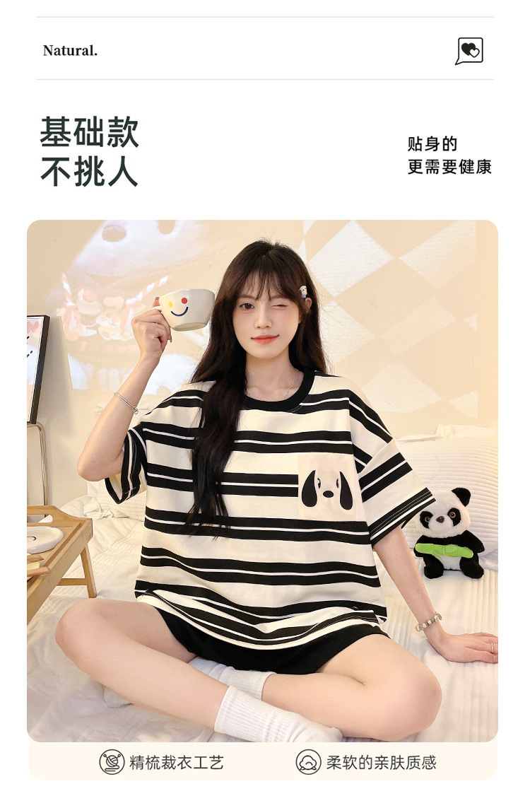 夏季短袖睡衣女士2025新款套装胖mm大码200斤可爱韩版卡通家居服详情5