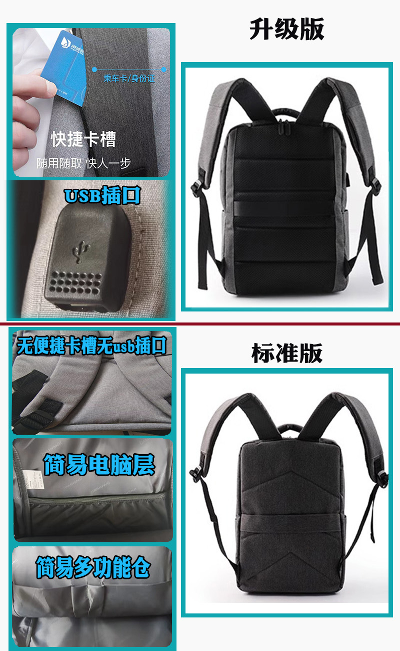 背包男女双肩包商务笔记本电脑包15.6寸14旅行大容量书包17.3英寸详情9
