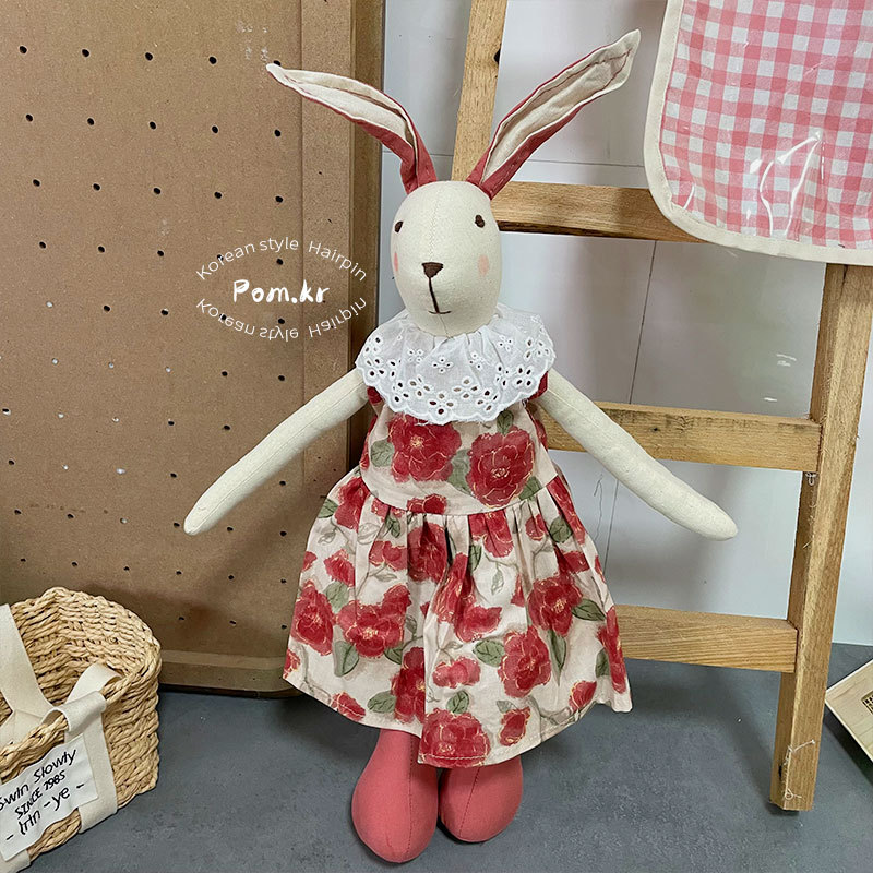 新款韩版棉麻手工穿衣兔兔玩偶儿童安抚玩具生日礼物居家摆件娃娃详情10