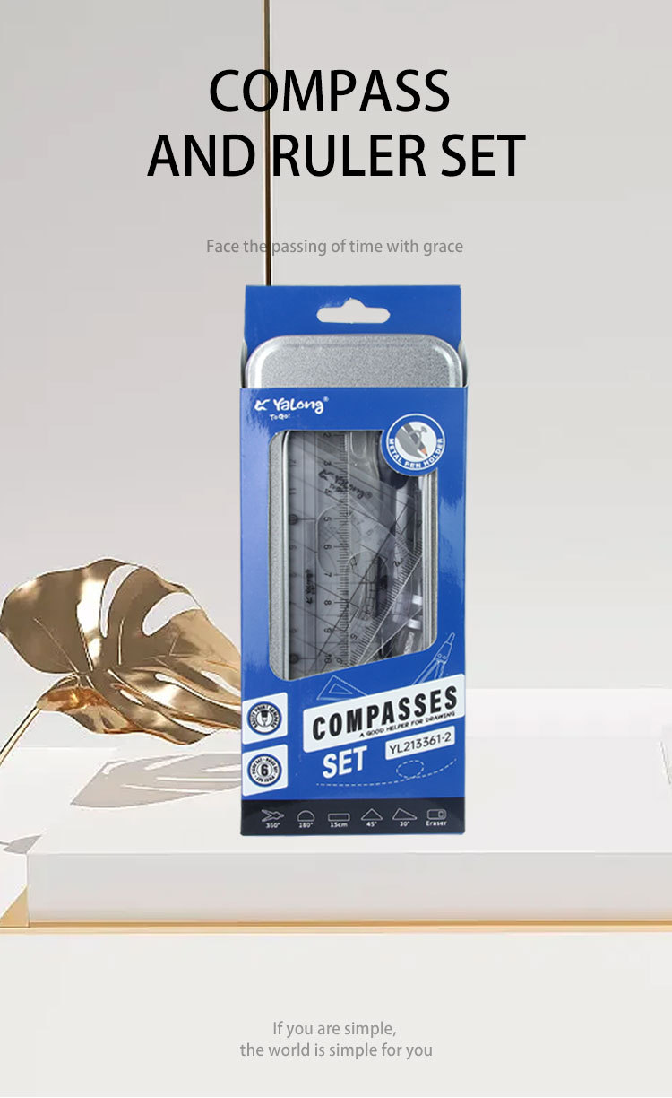 Yalong Cross-border Classical 7-in-1 Student Metal Compass Set, Zinc Alloy material compass Geometric Drawing Tool for use pic 1