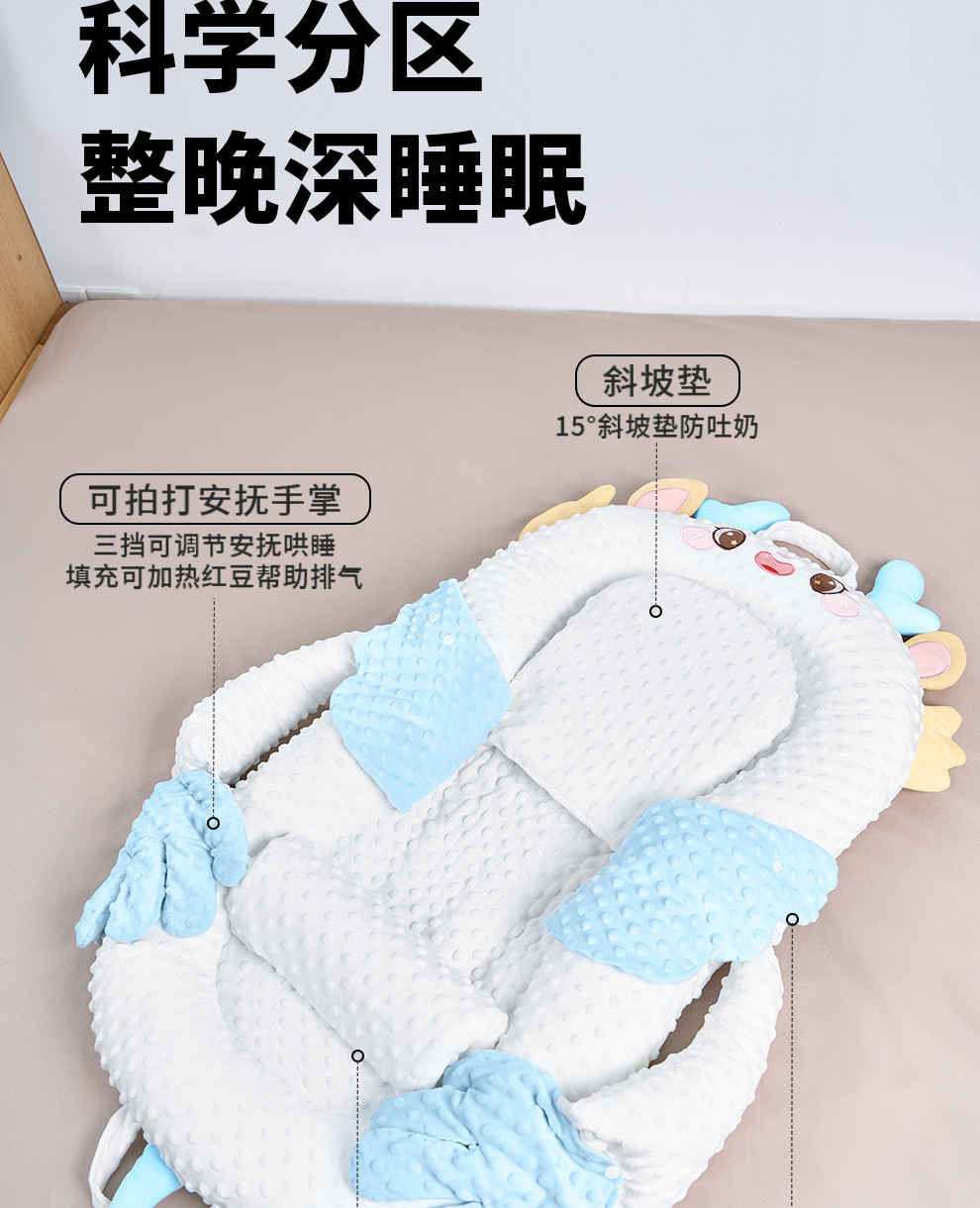 婴儿床中床新生儿防惊跳落地神器宝宝防吐奶安抚防压斜坡睡窝婴儿睡眠辅助用品详情6