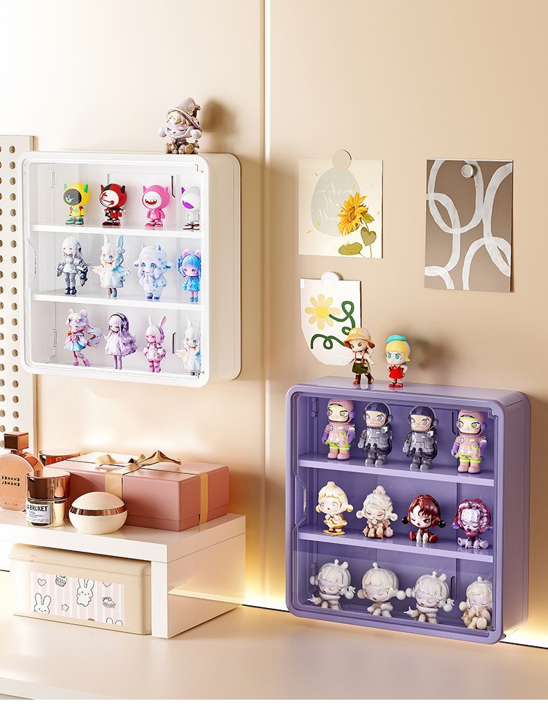 壁挂玩偶盲盒收纳展示架磁吸泡泡玛特手办展柜防尘公仔盲盒收纳盒详情10