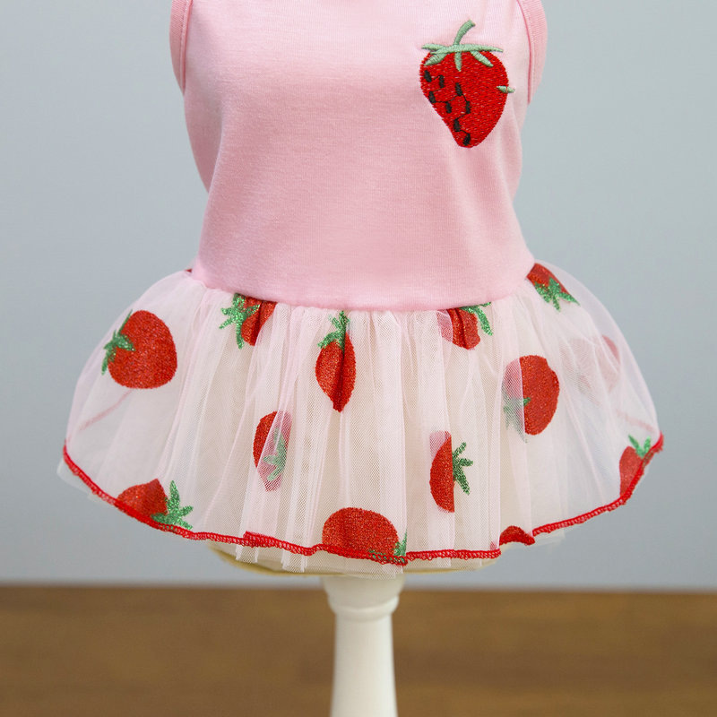 Spring and summer new dog and cat clothing, pet striped halter mesh chiffon skirt, dog supplies, 25-color golden chiffon skirt pic 12