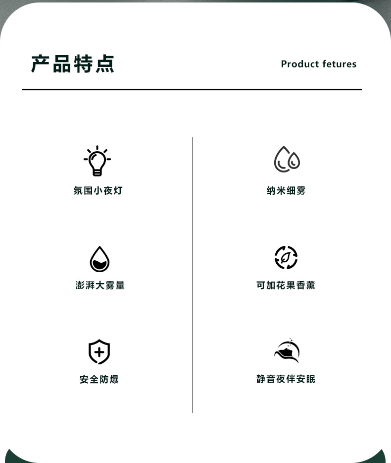 新款纳米加湿器USB迷你室内补水七彩氛围灯家用桌面卧室香薰机详情3