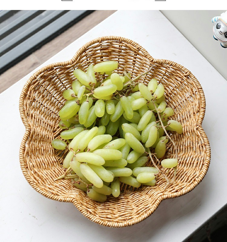 闲储仿藤编花朵水果盘大号家用茶盘干果糖果托盘零食筐轻奢点心篮详情9