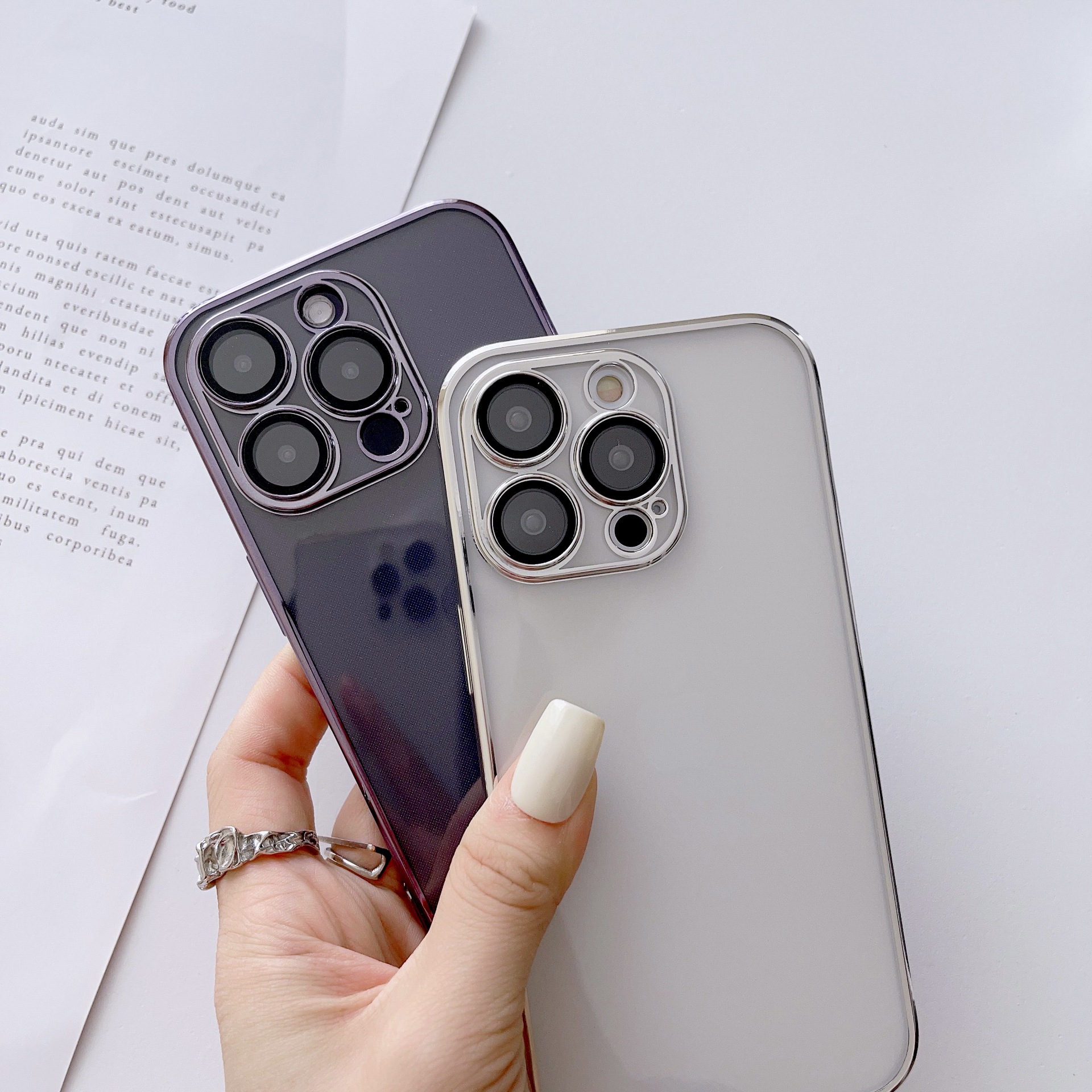 适用苹果15promax手机壳14iphone13plus电镀带镜头膜防尘网保护套详情6