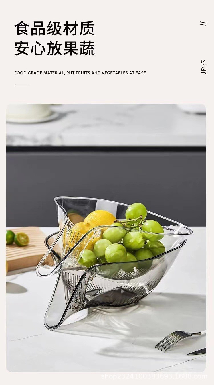 Multi-functional draining basket, dry-wet separation water tank, water filter basket, traceless creative plastic model, vegetable washing water pool, draining rack, batch pic 6