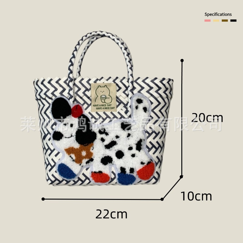 大容量腊肠狗手工编织包菜篮子藤编手提包上班杂物小拎包野餐女包详情5