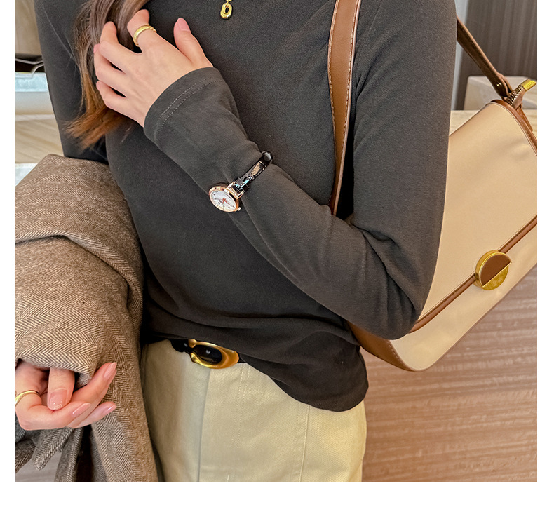 严选正肩打底衫女2025新款微米椰绒秋冬季打底内搭长袖高级感上衣详情28