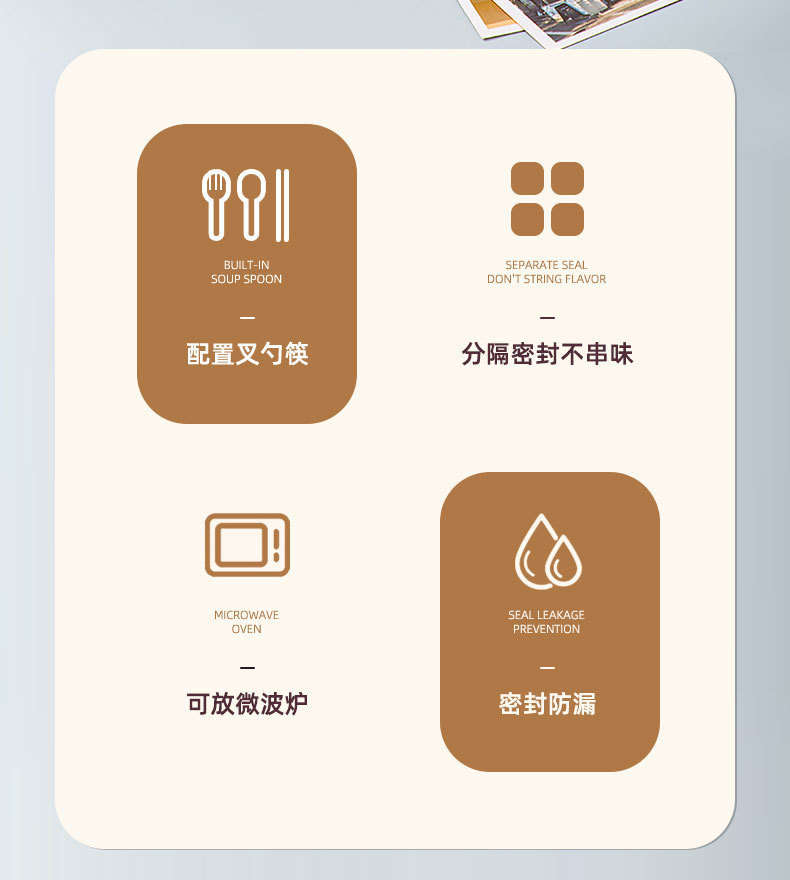 简约学生餐盒学生分格便当盒便携饭盒上班族可微波午餐盒带餐具详情2