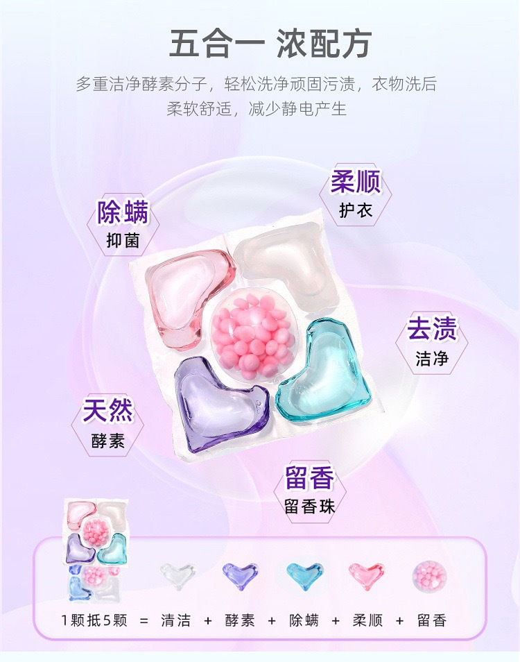 洗衣凝珠袋装持久留香强力去污洗衣珠家庭装香氛洗衣球浓缩洗衣液详情2