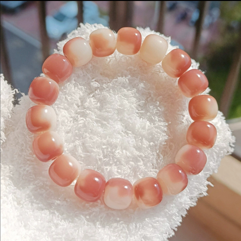 阴皮渐变绿白玉菩提子手串女小青柠绕指柔文玩菩提根佛珠菩提学生详情7