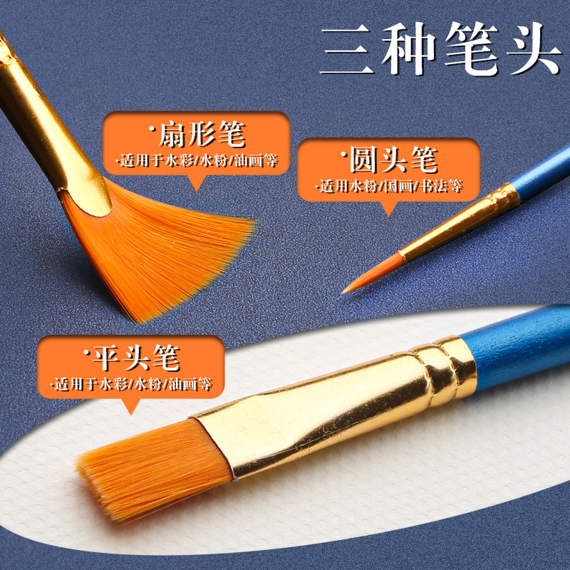 尼龙画笔平头笔刷数字油画儿童绘画笔石膏娃娃丙烯颜料勾线笔细头详情2