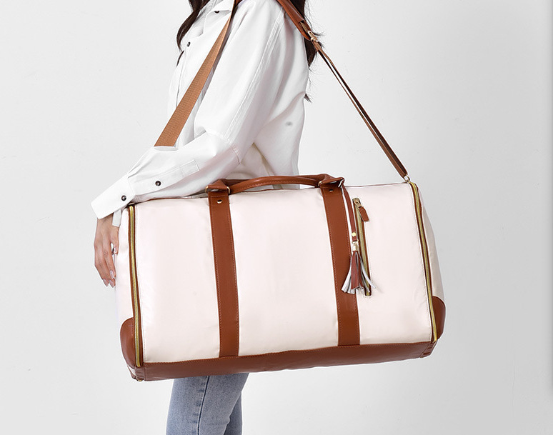 In-stock storage luggage bags, leather folding suit bags, large-capacity hand-held clothing luggage, travel crossbody clothing bags pic 6