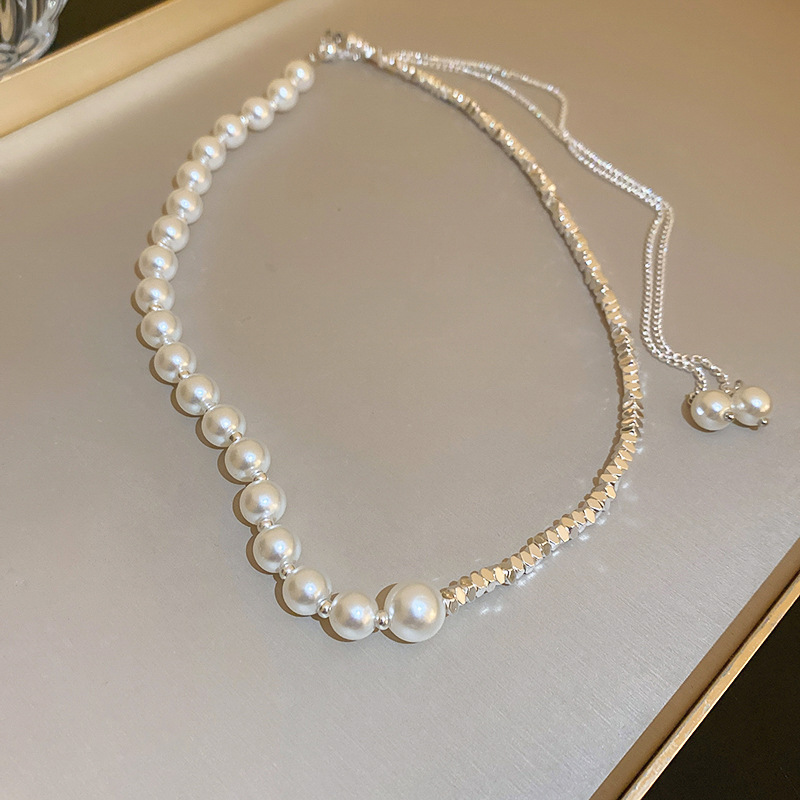 Irregular long pearl necklace, French light luxury style, sweater chain, niche simple and high-end necklace wholesale for women pic 36