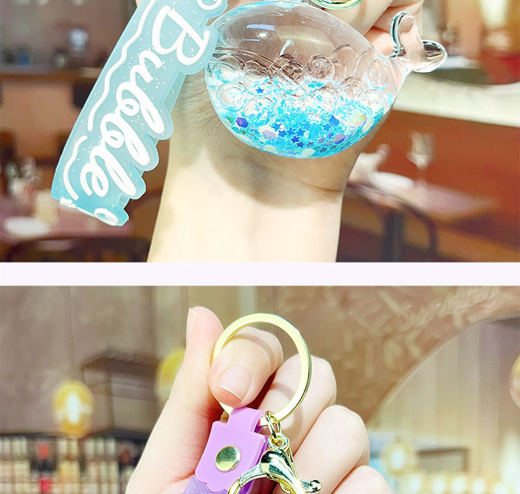 Oil-filled sand bottles, dolphin and whale keychains, bubble beads, key chains, luminous drift bottles, car schoolbags, pendants, ocean oil-filled keychains, pendants wholesale pic 11