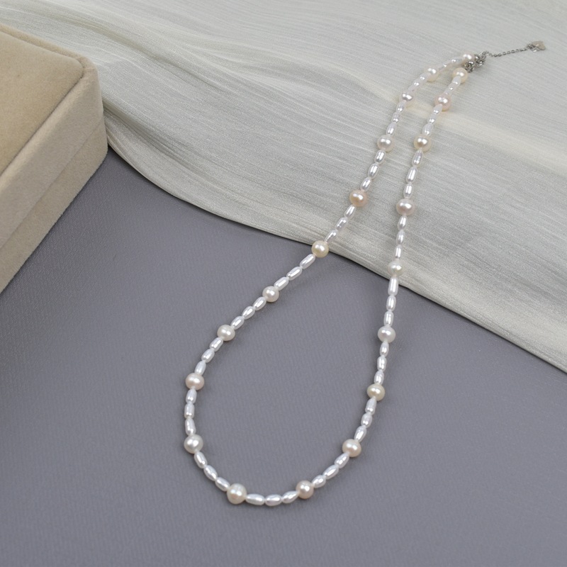 法式满天星细珍珠项链女天然淡水小米珠颈链轻奢925银小众锁骨链详情6