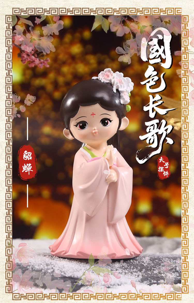 Cute ancient-style dolls, home and office desk ornaments, Hanfu figurines, resin princesses pic 9