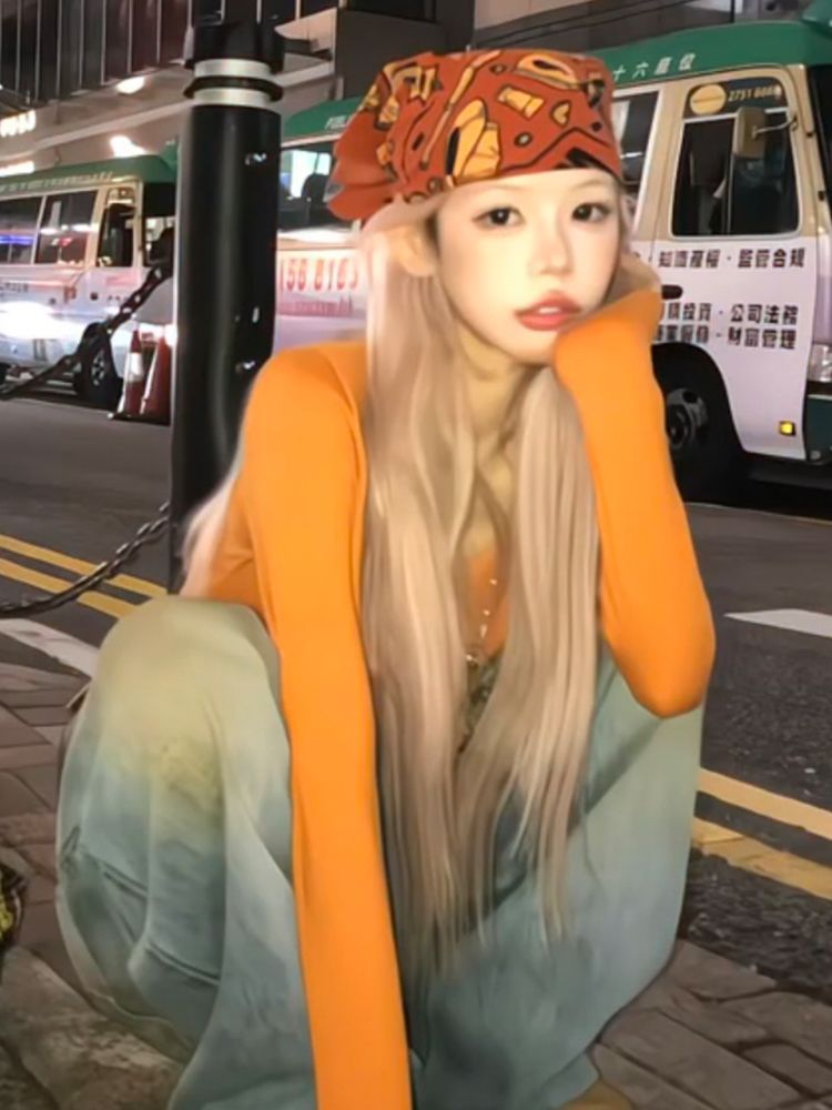 American y2k millennium Girl headscarf, hip-hop street style cool square scarf, new thin and simple hair band and headband pic 11