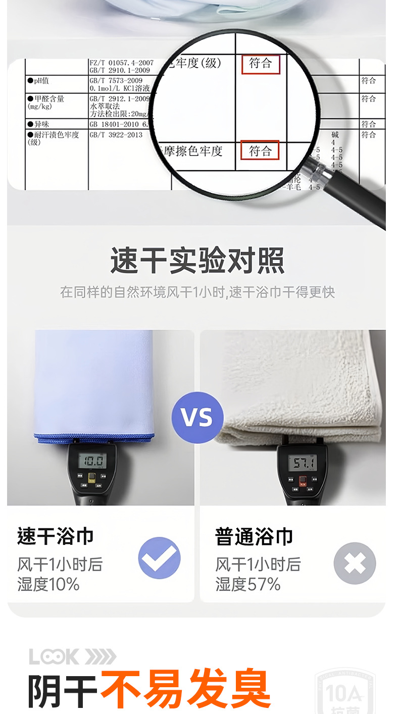 定制抗菌a类速干游泳浴巾超细纤维运动健身吸水毛巾海边沙滩巾详情17