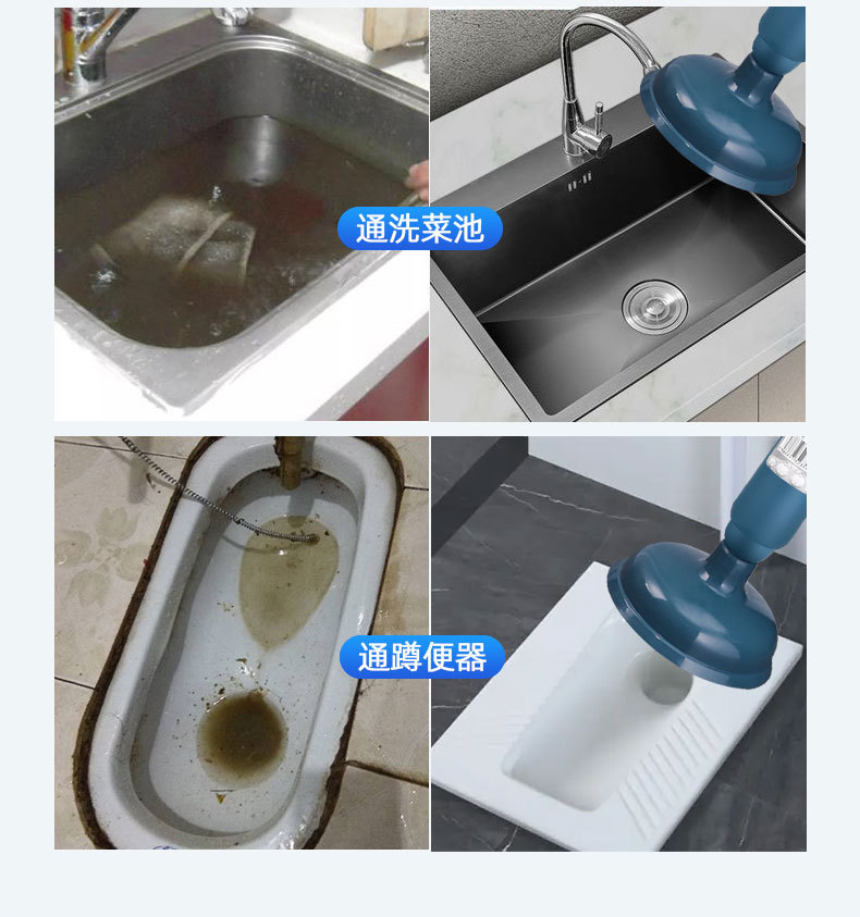 通马桶疏通器皮搋子厕所管道堵塞神器强力吸捅下水道工具一炮抽子详情8