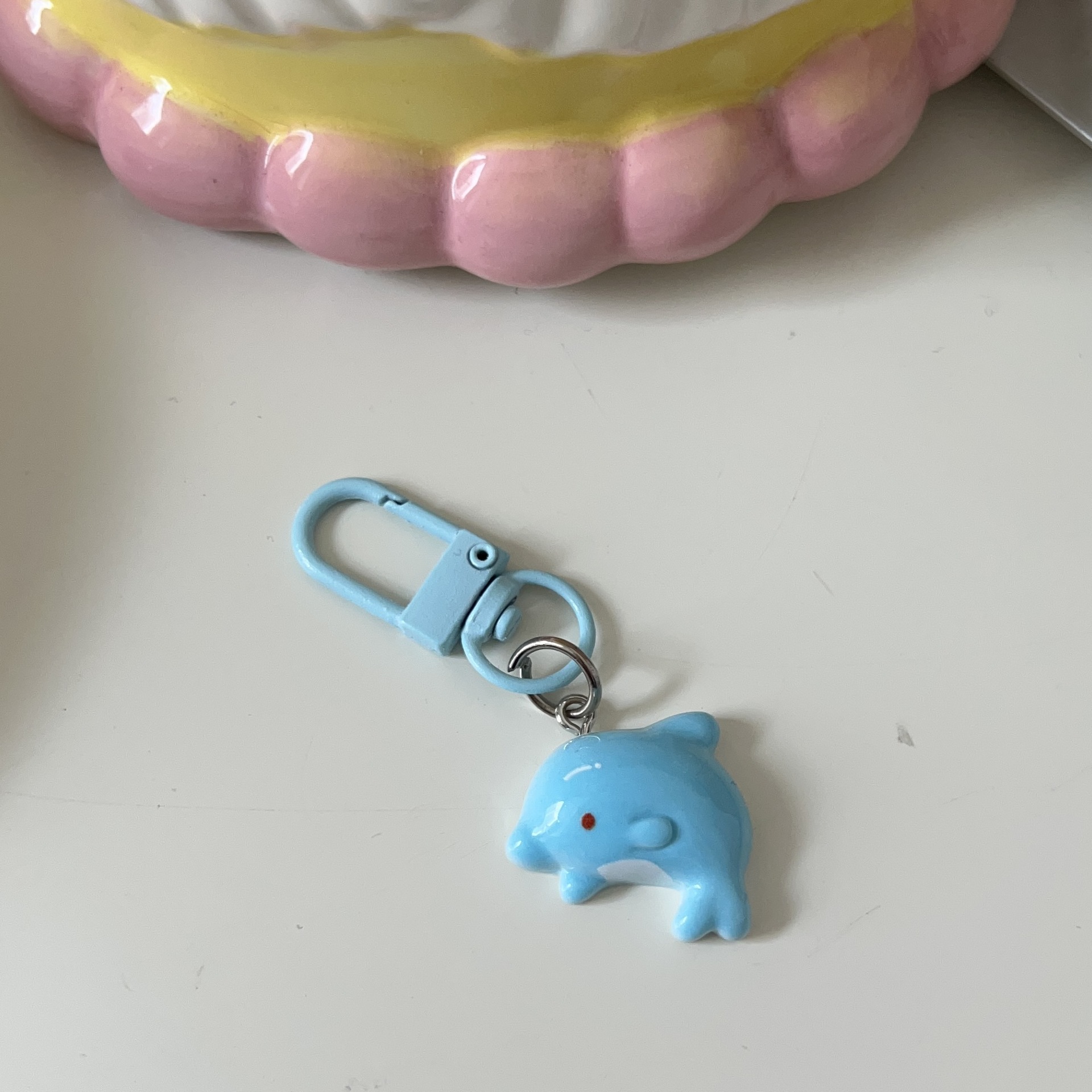 Pink and tender Marine animal keychains, cute cartoon dolphin shell pendants, ins soft and adorable starfish and jellyfish accessories pic 11