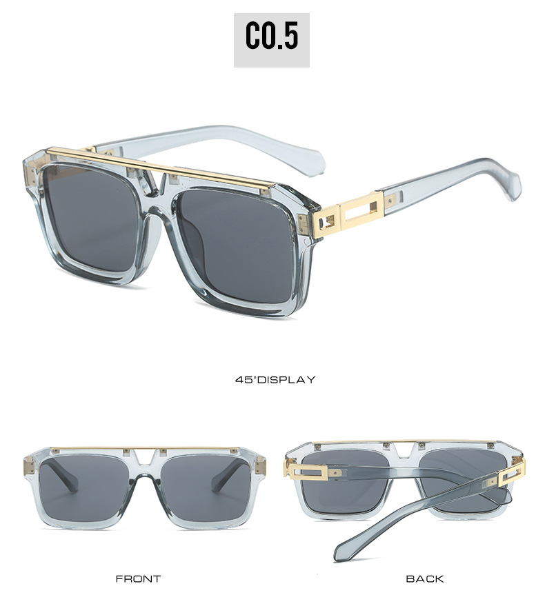 2023新款复古双梁太阳镜男款 欧美时尚方框百搭金属潮流墨镜女款UV400防紫外线跨境热销太阳镜详情11