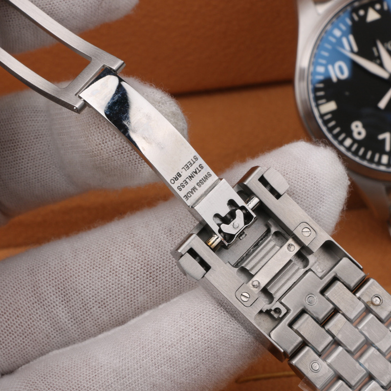 适用万-国飞行员梯形钢带手表带快拆表链实心不锈钢316折叠扣20详情10