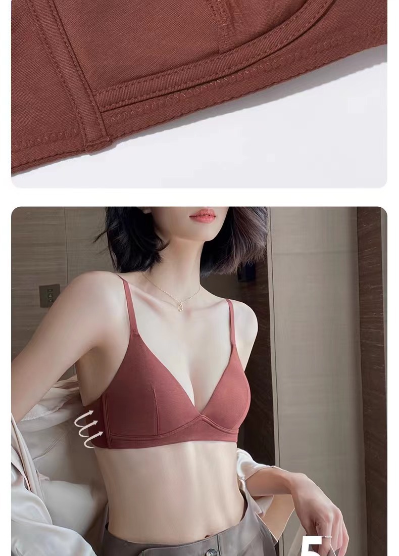 法式三角杯内衣女薄款小胸平胸不空杯文胸本命年红色新娘结婚胸罩详情13