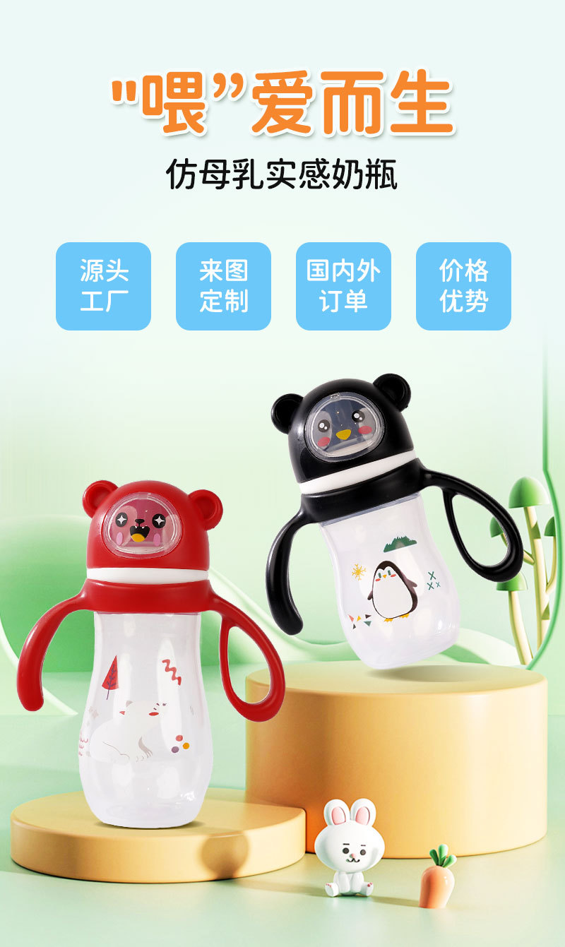 跨境专供 新生儿奶瓶一PP材质仿母乳防胀气母婴用品工厂直销详情1