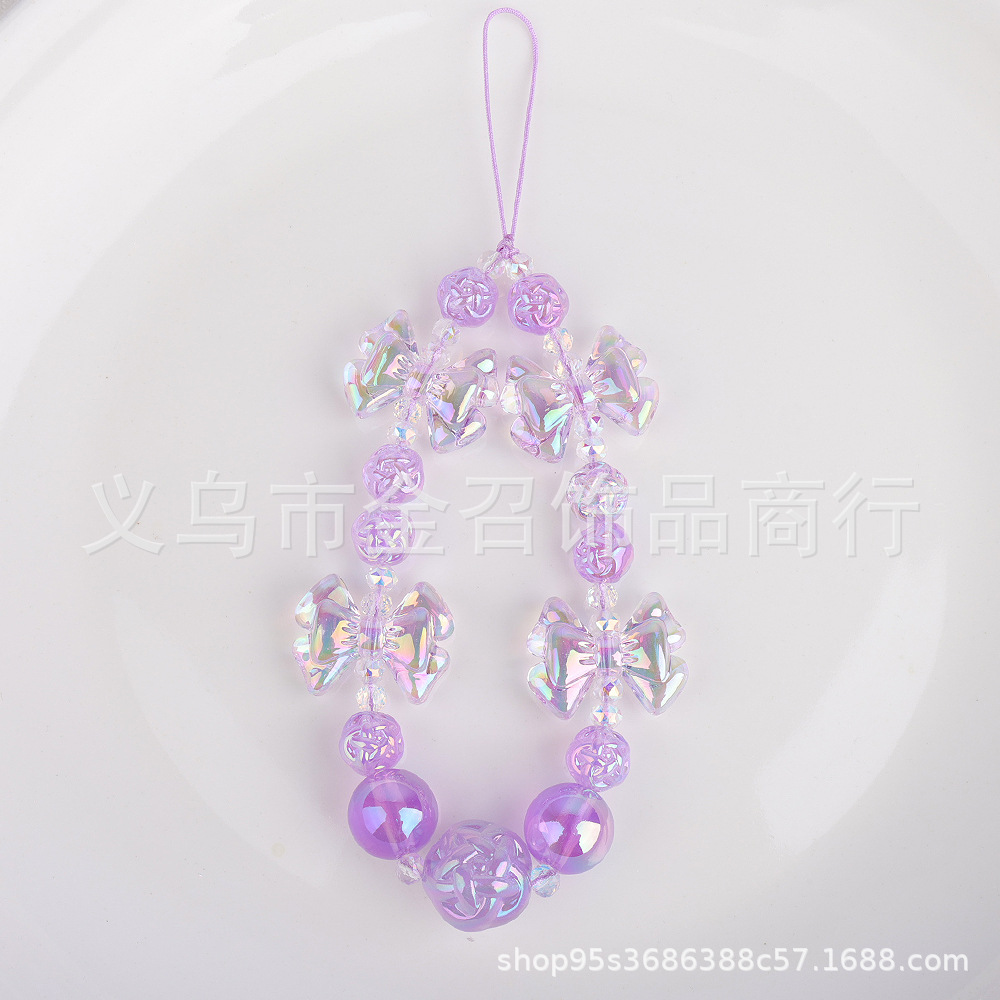 2024 New color-plated bow phone chain, fashionable and fresh phone case lanyard, anti-loss and anti-drop wrist strap for girls pic 6