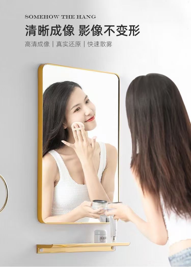 浴室镜免打孔贴墙粘贴卫生间化妆镜洗手间挂墙壁挂卫浴镜宿舍酒店详情6