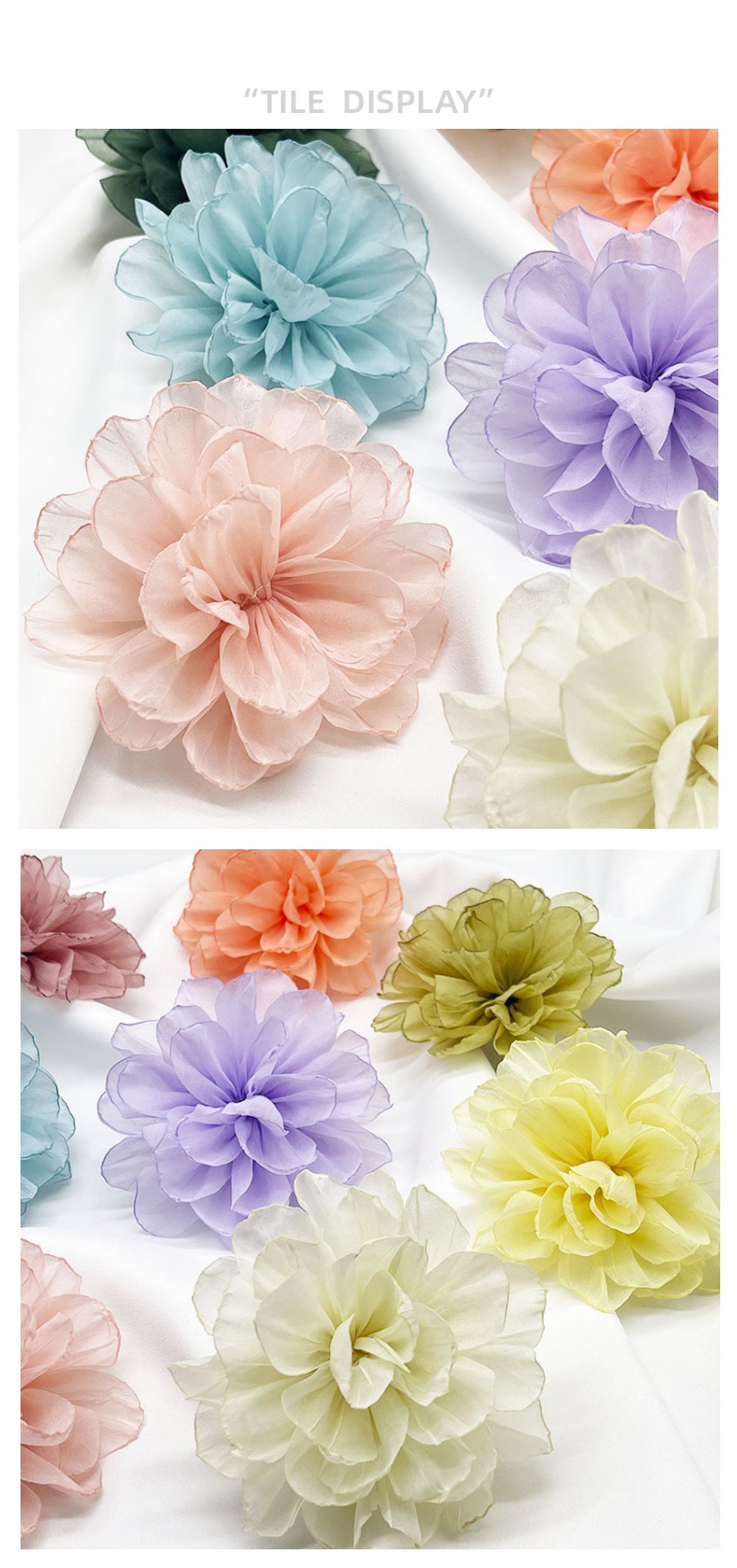 韩版欧根纱花朵辅料手工雪纺烧边花朵配件布艺花手工diy头饰配件详情5