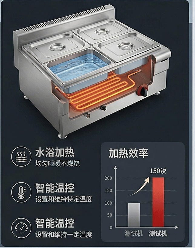 Kaiping commercial countertop electric four-basin soup pot stainless steel precise temperature control insulation equipment for street stalls, restaurants and kitchens pic 5