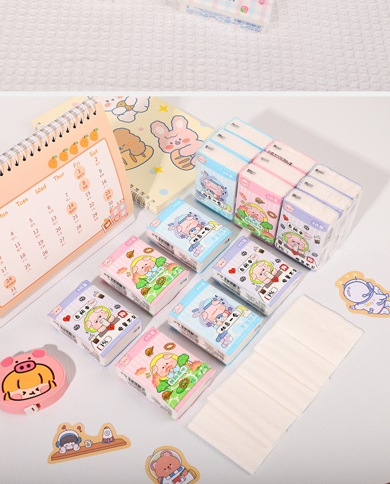 便携式卡通九连包手帕纸 小包三层纸卫生纸抽纸 家用学生出门必备纸巾详情13