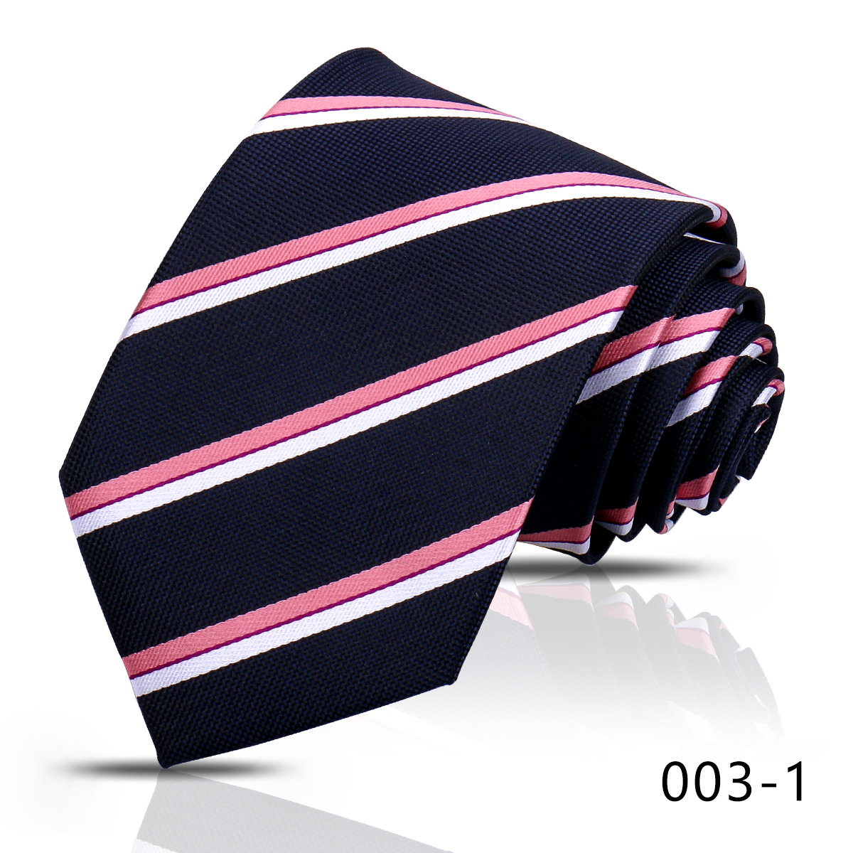 男士商务职业条纹领带8CM高级感蓝色藏青手打衬衣搭配嵊州现货详情9