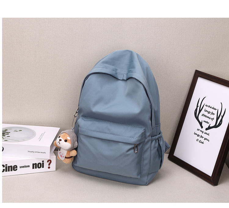 休闲大容量双肩包女生韩版纯色简约大学生书包尼龙轻便休闲背包详情17