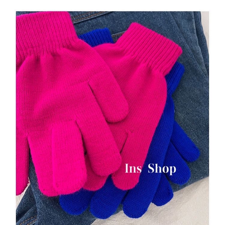 ins candy-colored gloves for warmth and cold protection in autumn and winter, solid color, versatile, student woolen knitted, couple cross-border bestsellers pic 40