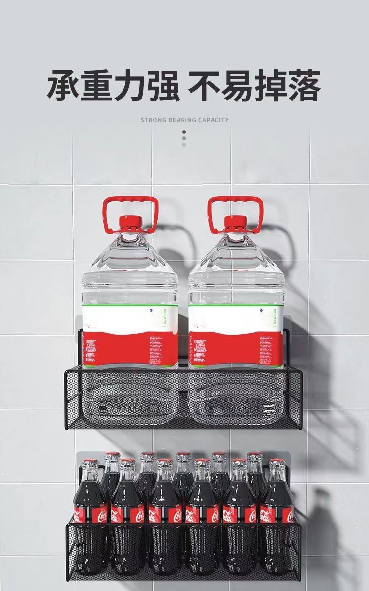 Wall-mounted storage racks for bathrooms, toilets, showers, washrooms and kitchens without the need for drilling pic 1