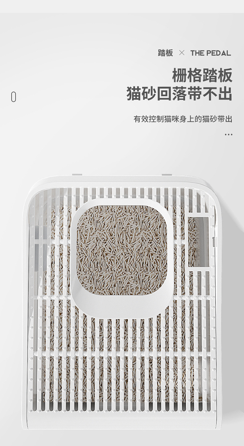 新款智能除臭猫厕所超大号顶入式防外溅抽屉全封闭特大猫砂盆跨境详情9