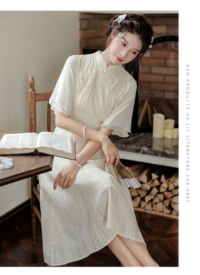 A new Chinese-style modified retro Chinese style, gentle daily cheongsam with buttoned-up buttons, slimming dress pic 17
