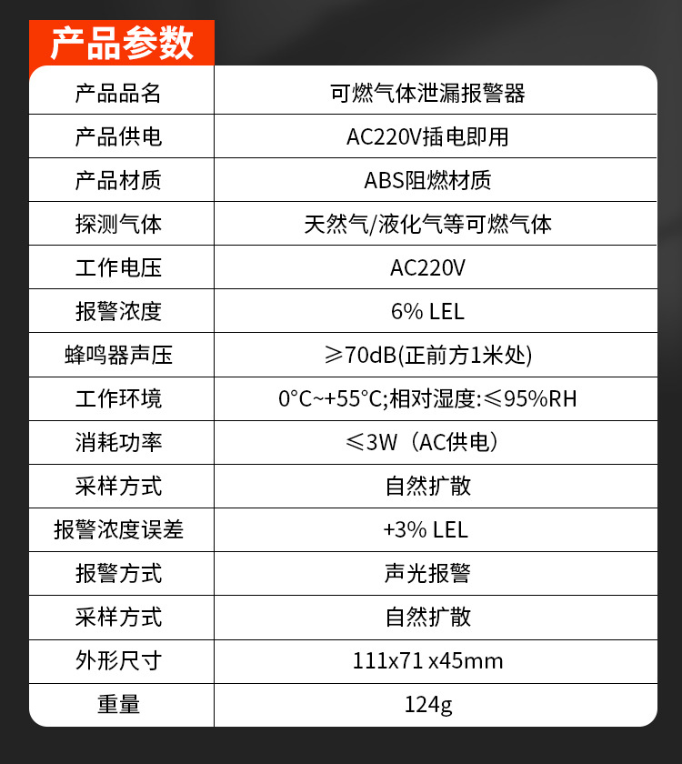 晨洲岛家用厨房饭店煤气天然气燃气报警器餐饮可燃气体泄漏警报器详情16