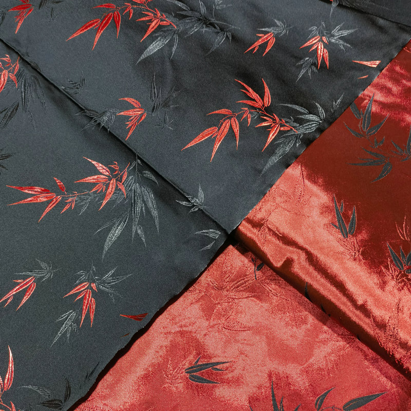 厂家真三五大竹叶织锦缎仿古唐装旗袍布料宠物服坐垫布丝绸面料详情25