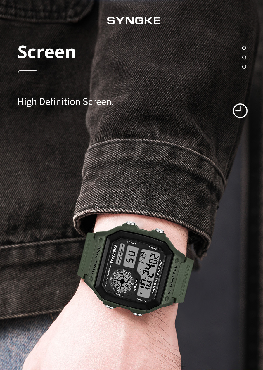 厂货SYNOKE轻薄方形经典学生手表电子表夜光防水运动男士小方块手详情21