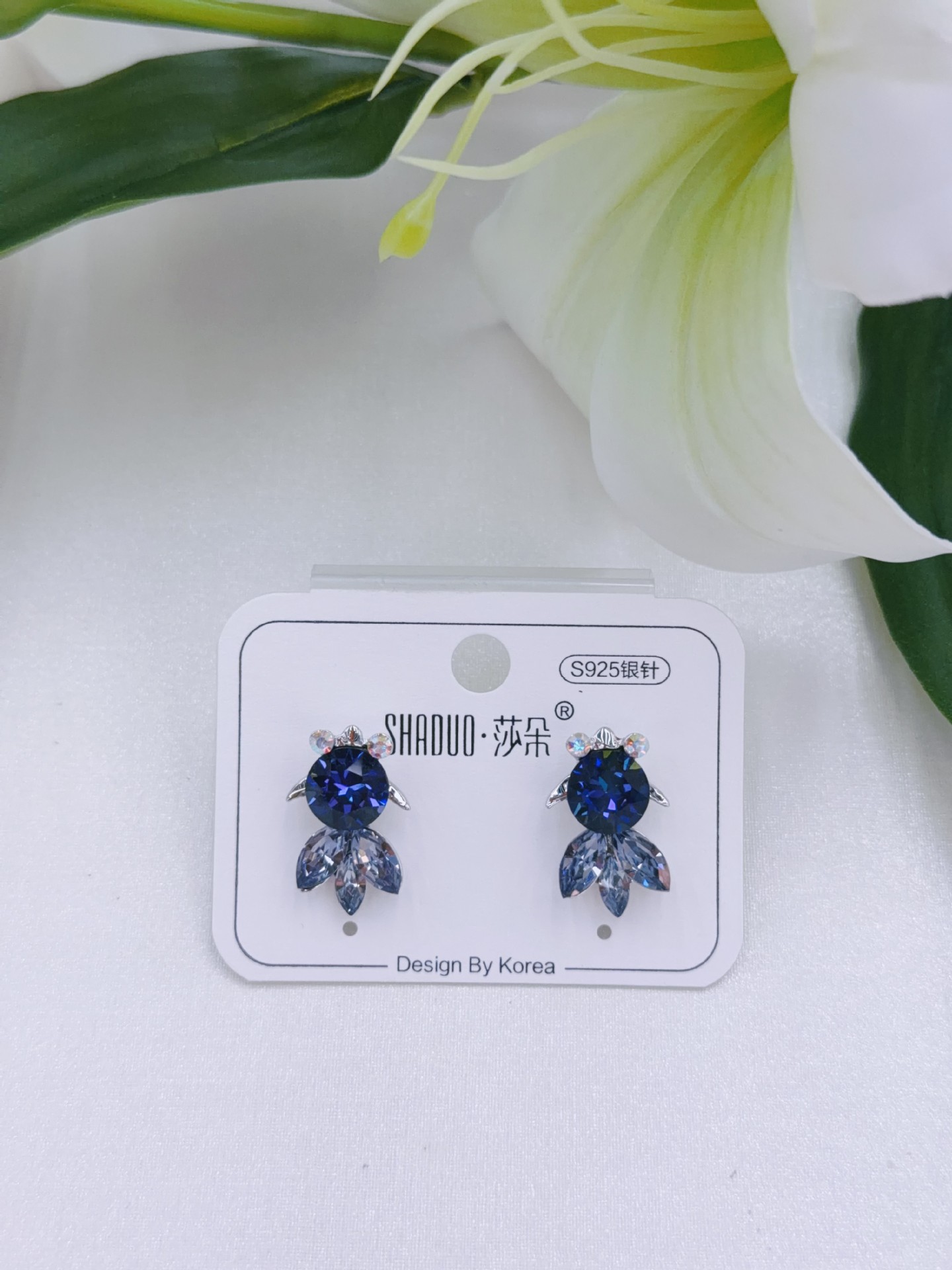 爆闪施家镶钻进口奥地利水晶精致韩系小金鱼耳钉S925纯银耳针新款详情11