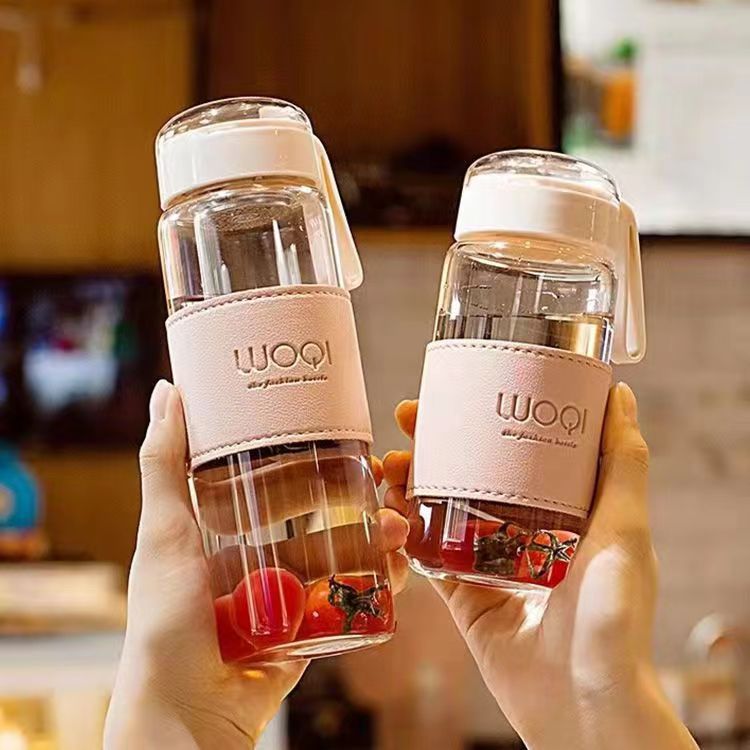 The Korean version of the water cup is cute, fresh and fashionable. It is a summer heat-resistant glass tea cup with a large capacity and portable transparent design pic 12