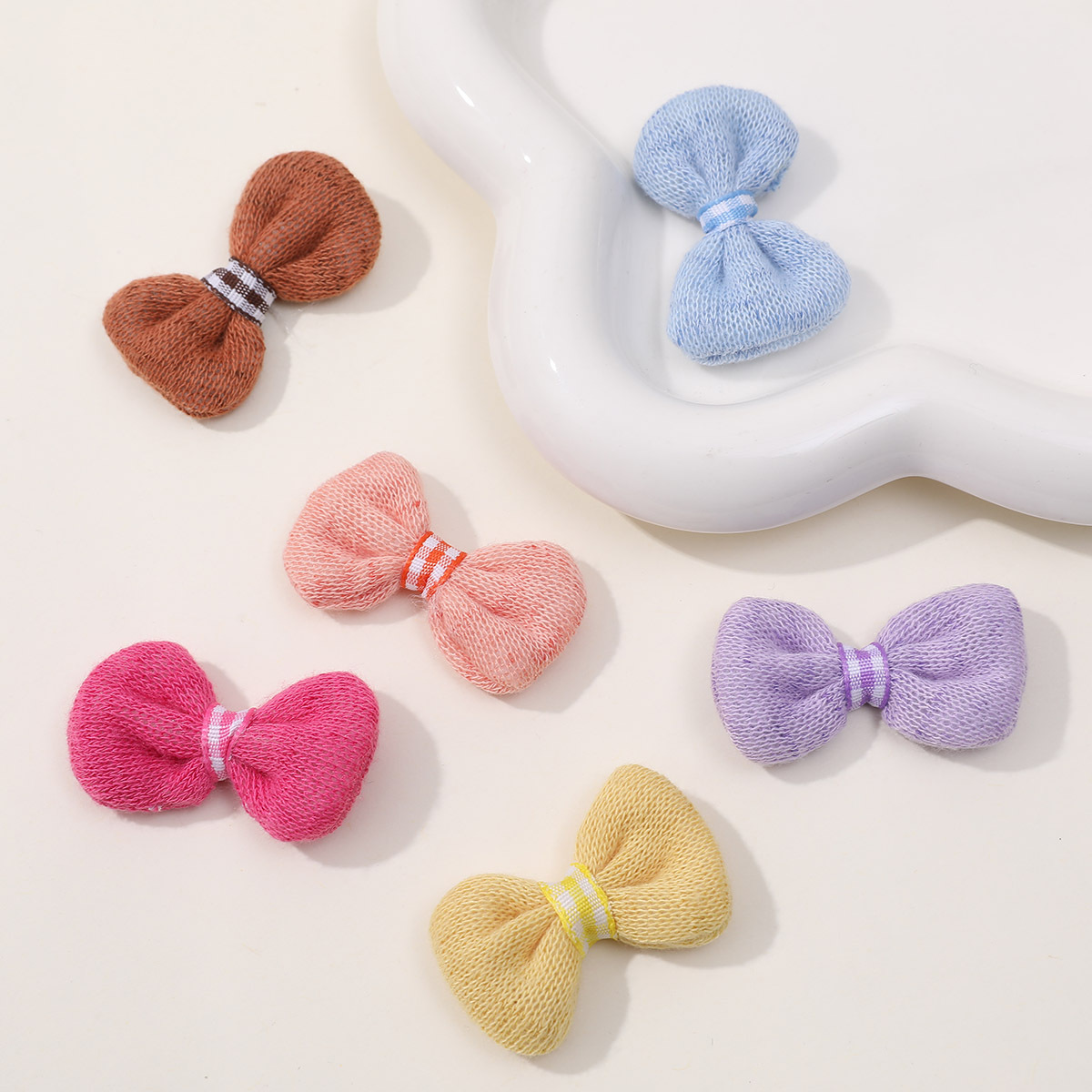 DIY Korean sweet girl cotton thread crochet bow tie accessories, baby girl headwear, hair accessories, hair tie wholesale pic 5